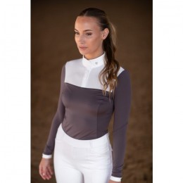 Equestrian stockholm FW25 Dark Violet White Fine Line Competition Top