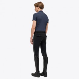 Cavalleria Toscana SS'23 Tech Piquè S/S Zip Training Polo Embossed Logo Men