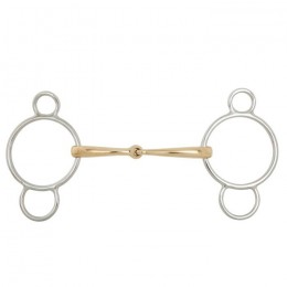 BR Single Jointed Three Ring Gag Soft Contact 16 mm Ø Centre Ring 70 mm