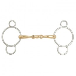 BR Double Jointed Three Ring Gag Soft Contact 16 mm Ø Centre Ring 70 mm