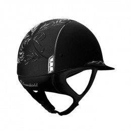 Samshield Miss Shield black flower swarovski top and frontal band silver trim blason