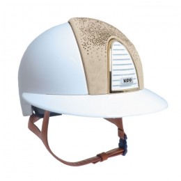 KEP Italia 2.0 Polish White Polo Shaded Swarovski Light Beige gold frame cognac strap