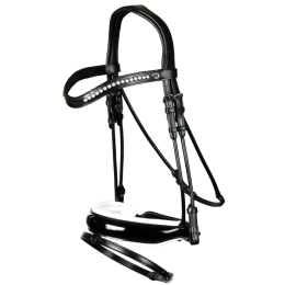 Dyon bridle patent white padded rolled leather