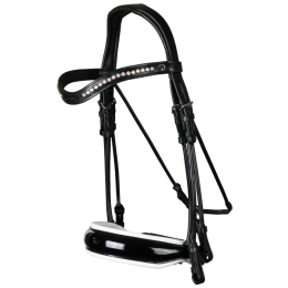 Dyon double bridle pating white padded rolled leather