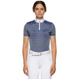 Cavalleria Toscana SS'22 Seersucker Jersey S/S Competition Zip Polo Women