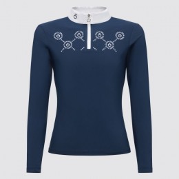 Cavalleria Toscana FW'23 CT Mini Orbit Print Jersey L/S Competition Zip Polo Girls