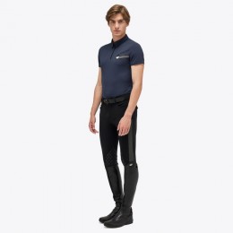 Cavalleria Toscana SS'23 Tech Piquè S/S Zip Training Polo Embossed Logo Men