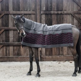 Kentucky Fleece Rug Heavy Square Fishbone Grey-Bordeaux