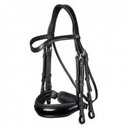 Dyon Double bridle with wide patent leather noseband