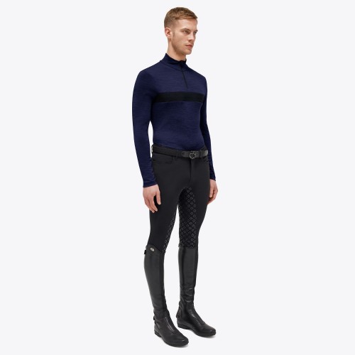 Cavalleria Toscana FW'23 Tech Wool Half Zip Mock Turtleneck L/S Training Polo Men