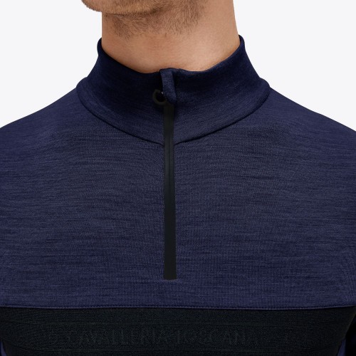 Cavalleria Toscana FW'23 Tech Wool Half Zip Mock Turtleneck L/S Training Polo Men