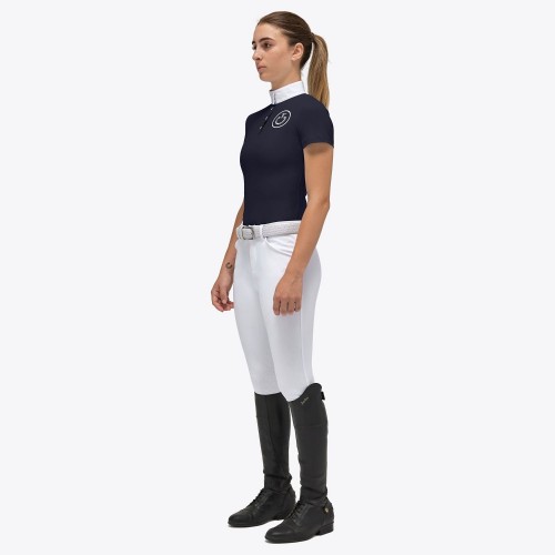 Cavalleria Toscana SS'23 CT Cross Stitch Print Jersey Short-Sleeve Button-Up Girls' Competition Shirt