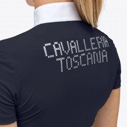 Cavalleria Toscana SS'23 CT Cross Stitch Print джерси укороченный-рукав Button-Up для девочек турнирная рубашка