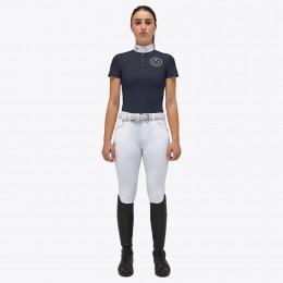 Cavalleria Toscana SS'23 CT Cross Stitch Print джерси укороченный-рукав Button-Up для девочек турнирная рубашка