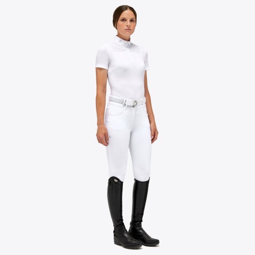 Cavalleria Toscana SS'23 Lightweight Piqué Short-Sleeve Zip Show Shirt Ladies