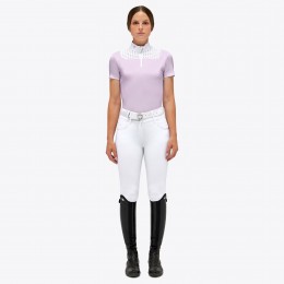 Cavalleria Toscana SS'23 лёгкий Piqué укороченный-рукав молнией турнирный женская рубашка