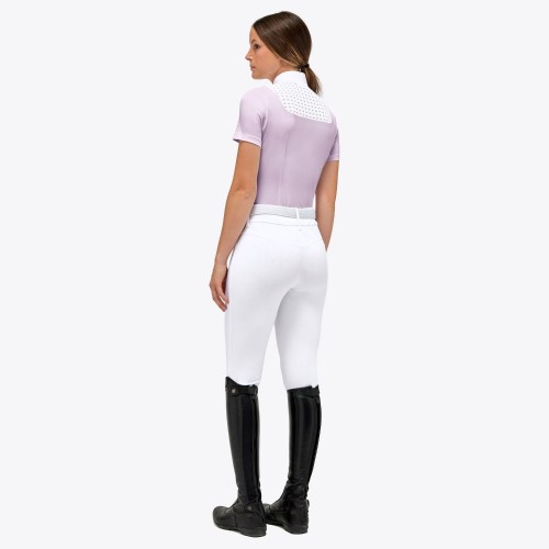Cavalleria Toscana SS'23 Lightweight Piqué Short-Sleeve Zip Show Shirt Ladies