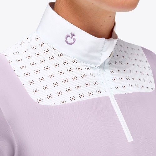 Cavalleria Toscana SS'23 Lightweight Piqué Short-Sleeve Zip Show Shirt Ladies