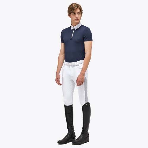Cavalleria Toscana SS'23 Tech Piqué Short Sleeve Zip Training Polo Embossed CT Pocket Men's