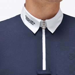 Cavalleria Toscana SS'23 Tech Piqué с коротким рукавом тренировочный на молнии поло Embossed CT Pocket мужской
