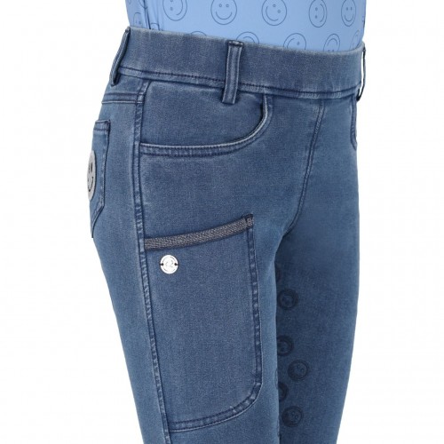 QHP SS26 Rosalynn Junior Riding Tights Full Grip Denim