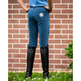 QHP SS26 Rosalynn детские леггинсы для верховой езды с полной леей Denim