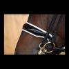 Dyon rolled double bridle with large patent crack noseband, white padding