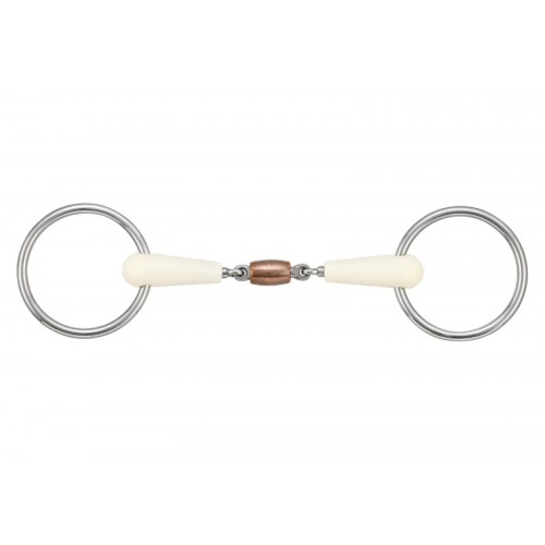 Happy Mouth Double Jointed Copper Roller Loose Ring Snaffle Bit