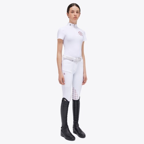Cavalleria Toscana FW'23 CT S/S Jersey Competition Zip Polo Glitter Print Girls