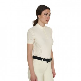 Equestro SS26 поло Perforated молнией женский