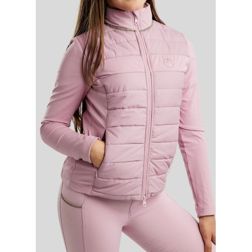 Montar SS26 MoLila Hybrid Jacket with Champagne Crystal Tape and Crystals, Candy Pink
