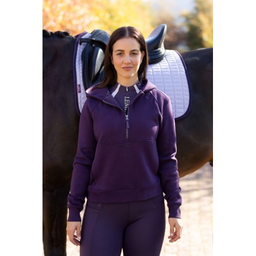 LeMieux AW25 Henrietta Hoodie Juniper with half zip Juniper
