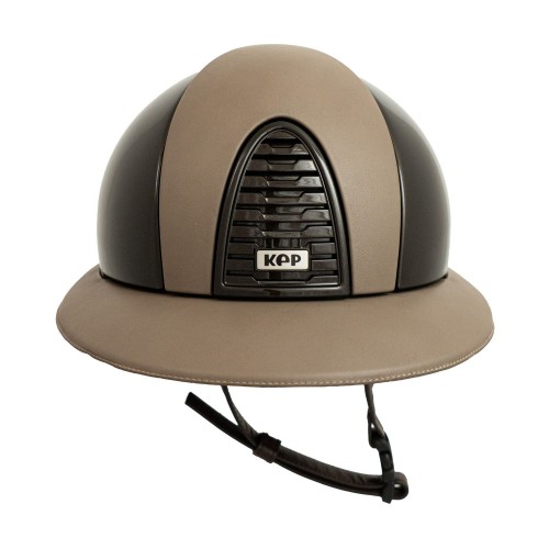 KEP Italia Cromo 2.0 Polish Brown Front and Rear Polo Leather Visor Taupe
