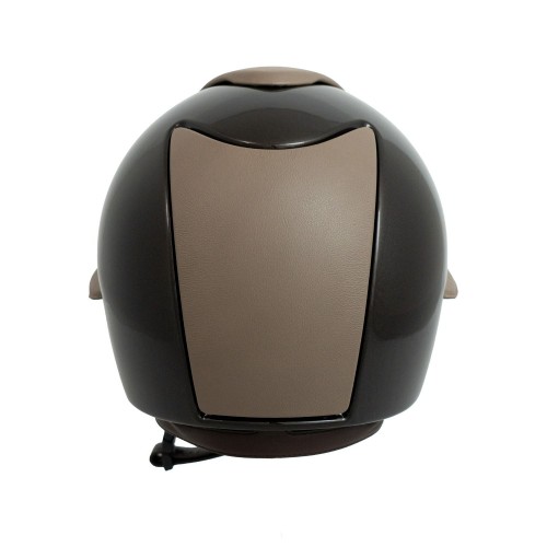 KEP Italia Cromo 2.0 Polish Brown Front and Rear Polo Leather Visor Taupe