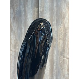 DeNiro Bellini 12 Patent Black G24 Rondine W/10 cm Ultra Fine Rocks Swarovski GG08 + New Knee Comfort