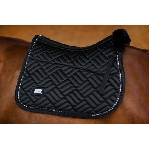 Equestrian Stockholm FW25 Holiday Spring Saddle Pad Vegan Fur Crystal Black