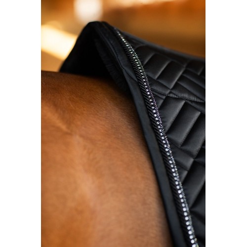 Equestrian Stockholm FW25 Holiday Dressage Saddle Pad Vegan Fur Crystal Black