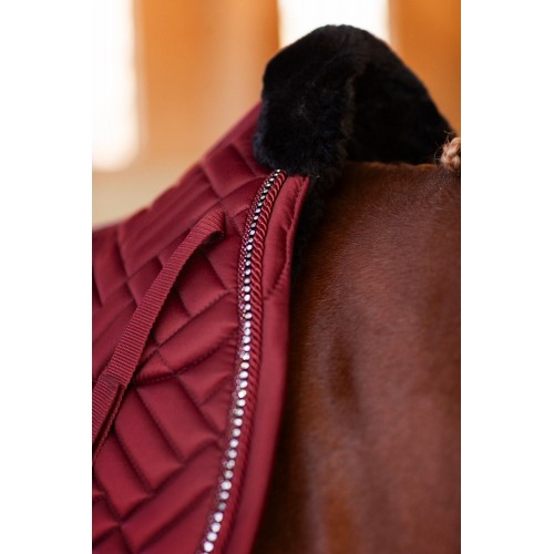 Equestrian Stockholm FW25 Holiday Dressage Saddle Pad Vegan Fur Crystal Bordeaux