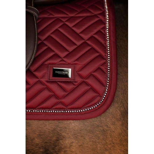 Equestrian Stockholm FW25 Holiday Dressage Saddle Pad Vegan Fur Crystal Bordeaux