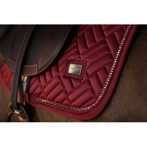 Equestrian Stockholm FW25 Holiday Jump Saddle Pad Vegan Fur Crystal Bordeaux