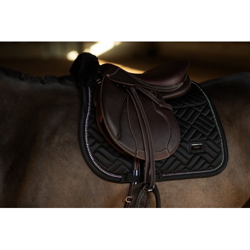 Equestrian Stockholm FW25 Holiday Spring Saddle Pad Vegan Fur Crystal Black
