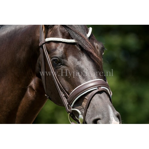 Premiera "Valentia" brown/white padded bridle with bling browband, silver fittings