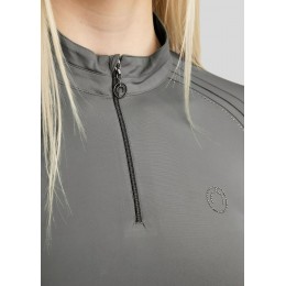 Montar SS26 MoPearl Pintuck укороченный-рукав поло серый