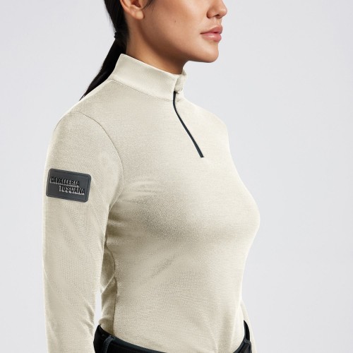 Cavalleria Toscana FW'24 CT Tech Wool Half Zip Training Turtleneck Shirt for Women