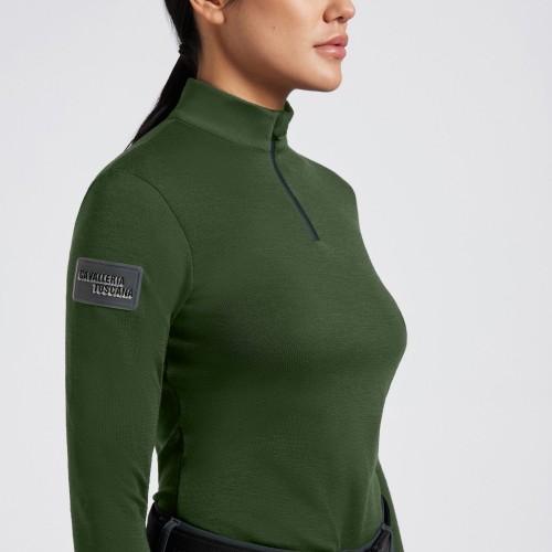 Cavalleria Toscana FW'24 CT Tech Wool Half Zip Training Turtleneck Shirt for Women