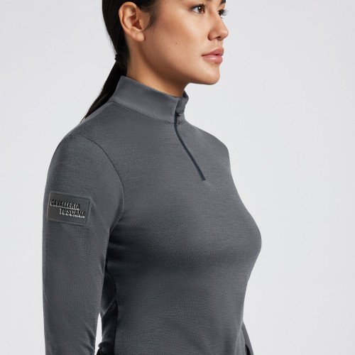 Cavalleria Toscana FW'24 CT Tech Wool Half Zip Training Turtleneck Shirt for Women