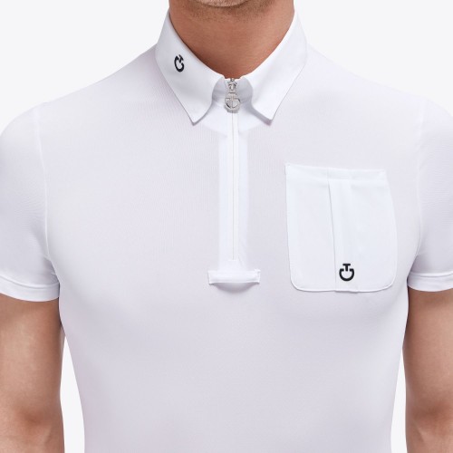 Cavalleria Toscana FW'23 CT Piquet S/S Competition Zip Polo Jersey Logo Pocket Men