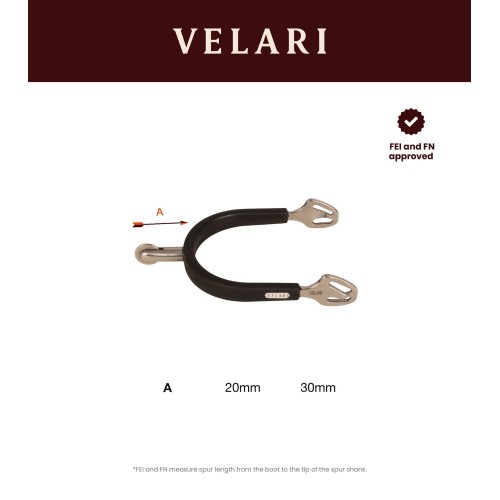Velari Rowel Spurs Stainless Steel with Rubber Medium